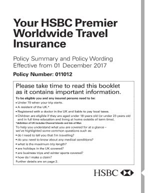 proof of hsbc travel insurance.